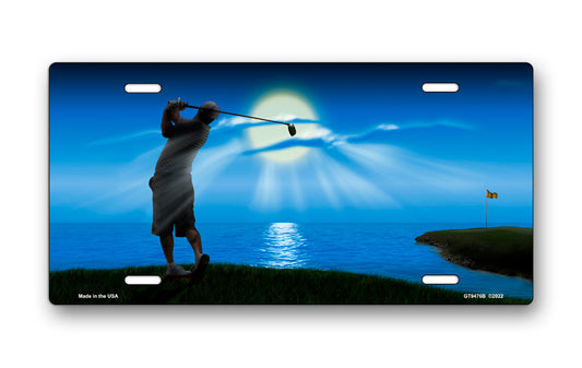 Golfer on Blue License Plate