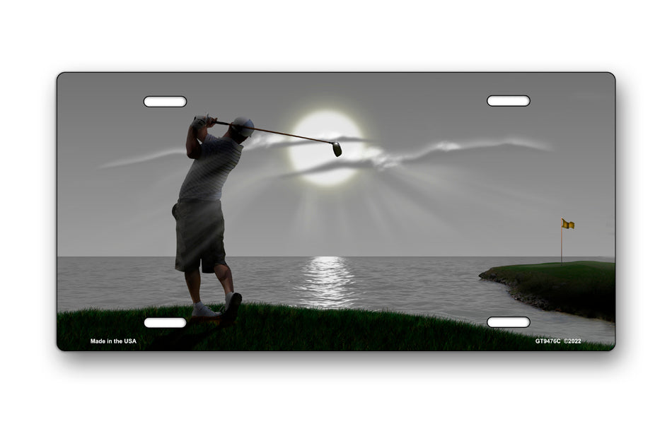 Golfer on Gray License Plate