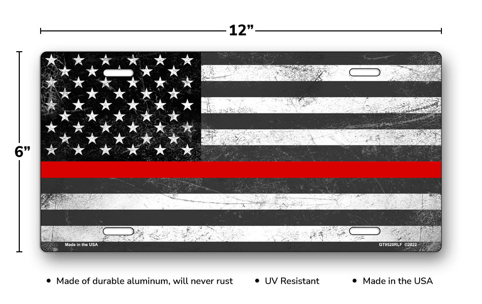 Thin Red Line American Flag License Plate