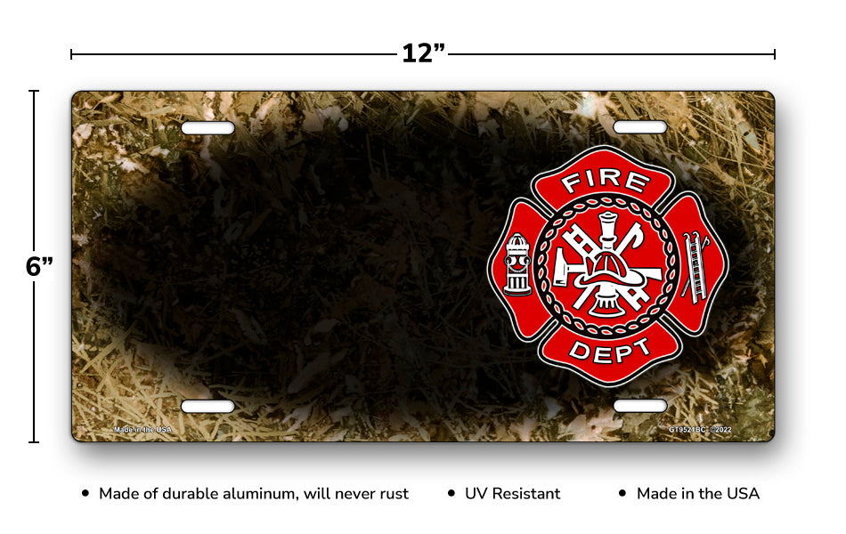 Fire Dept Crest Offset on Camo License Plate