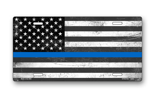 Thin Blue Line American Flag License Plate