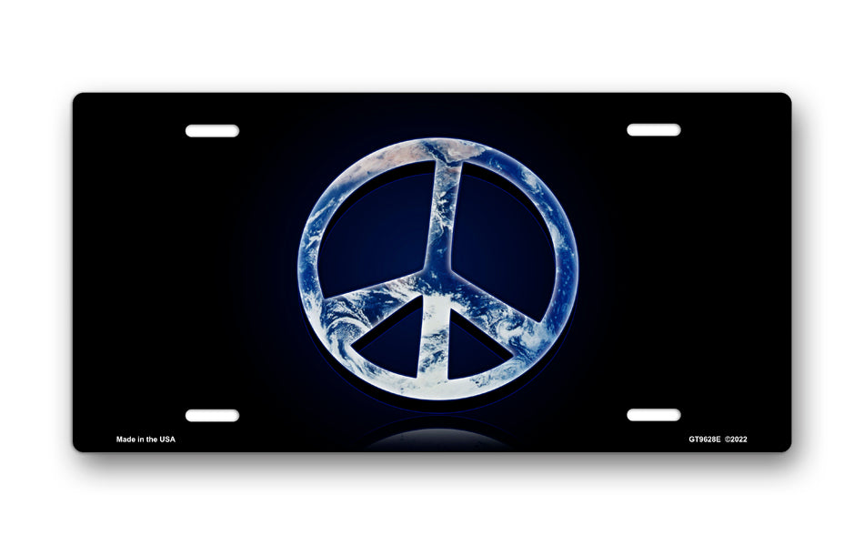 Earth Peace on Black License Plate