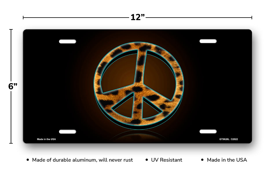 Leopard Peace on Black License Plate