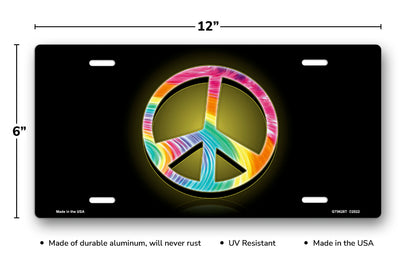 Tie-Dye Peace on Black License Plate