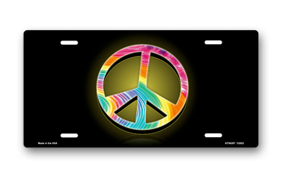 Tie-Dye Peace on Black License Plate