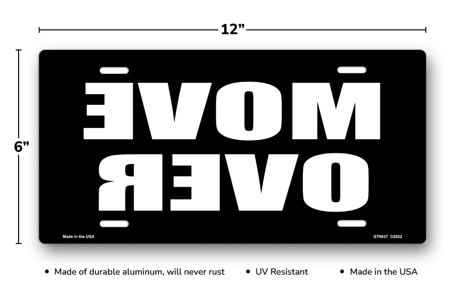 Move Over (Reversed) on Black License Plate