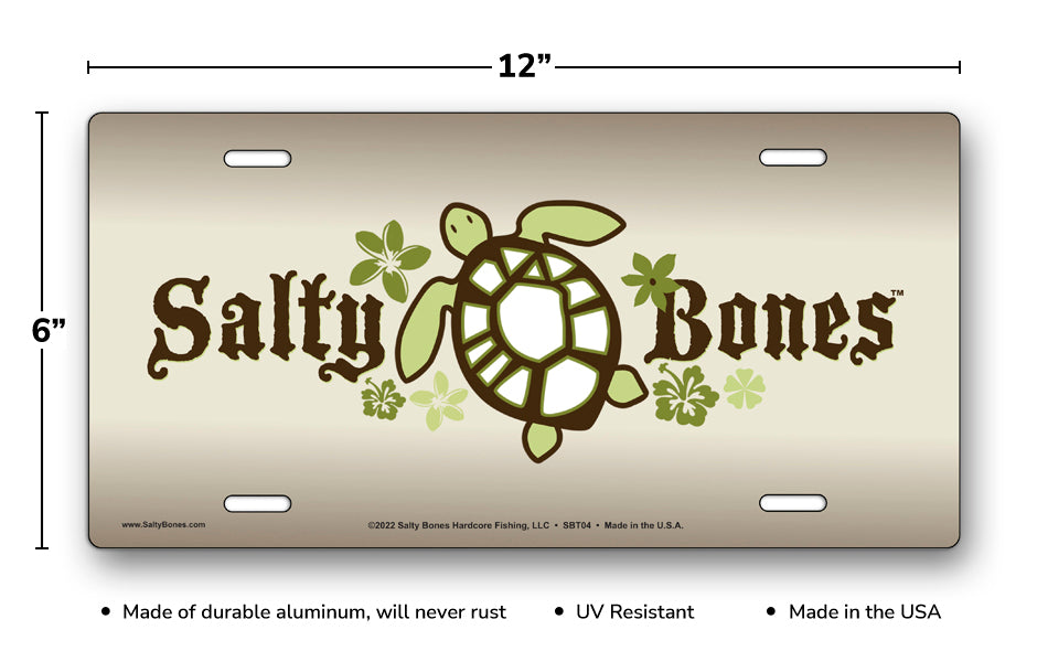 Salty Bones Sea Turtle & Flowers License Plate