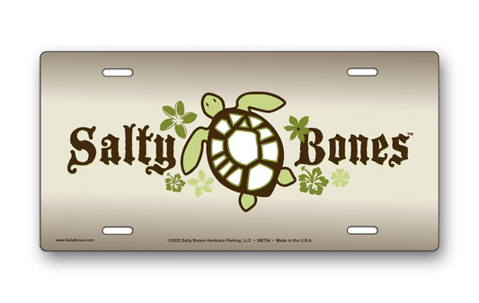Salty Bones Sea Turtle & Flowers License Plate