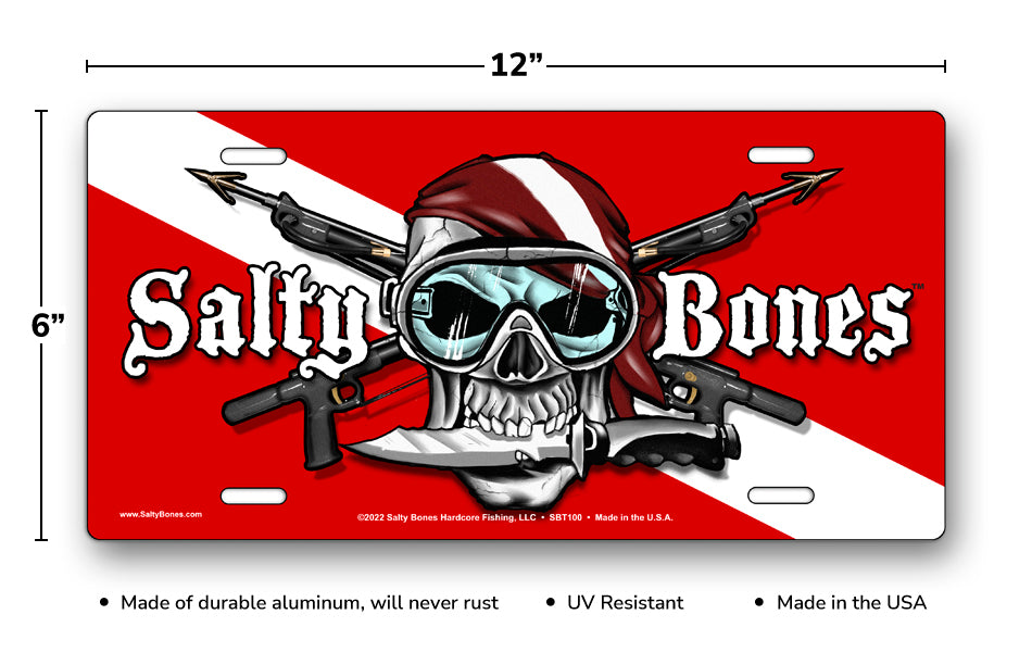 Salty Bones Skull & Spearguns License Plate