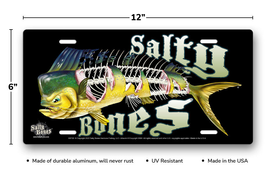 Salty Bones Shredded Mahi License Plate