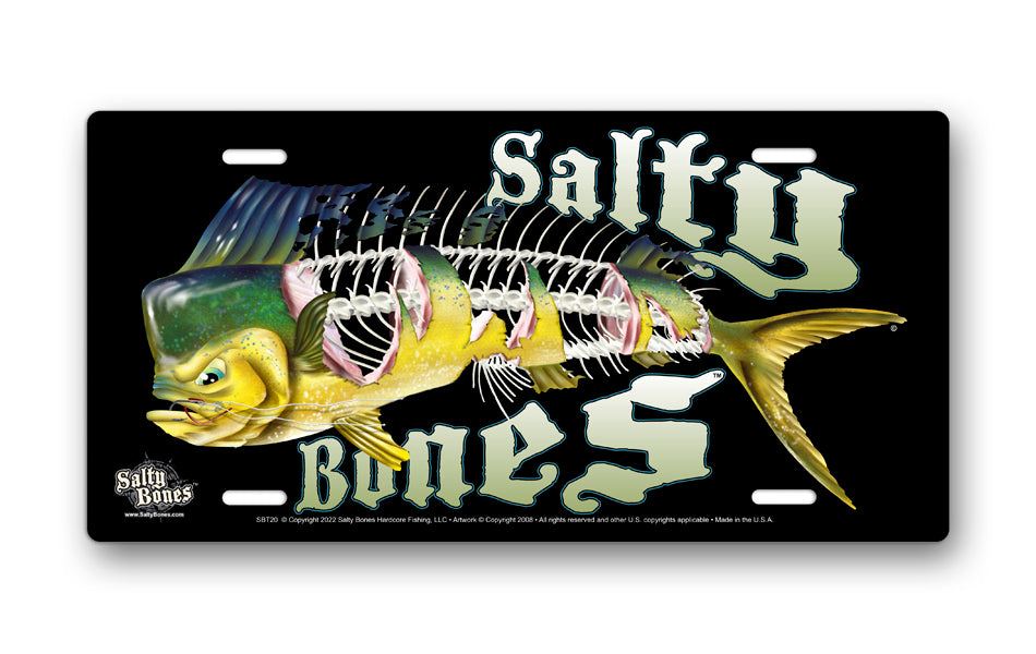 Salty Bones Shredded Mahi License Plate