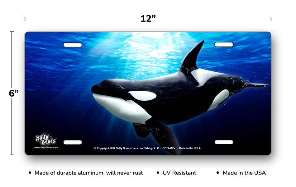 Salty Bones Killer Whale License Plate