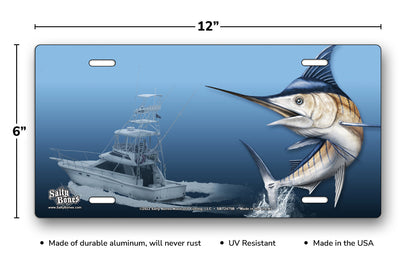 Salty Bones Marlin Fishing License Plate
