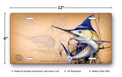 Salty Bones Marlin Sketch License Plate