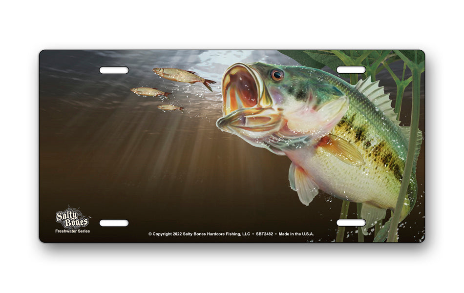 Salty Bones Largemouth Bass Offset License Plate