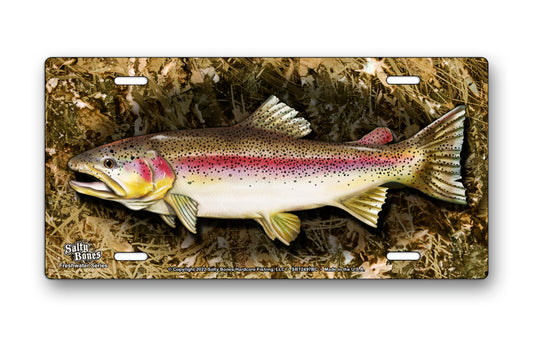Salty Bones Rainbow Trout on Camo License Plate