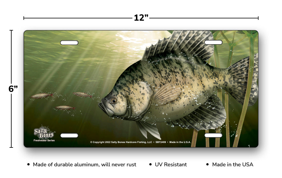 Salty Bones Crappie Offset License Plate