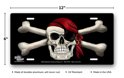 Salty Bones Skull and Crossbones Pirate License Plate
