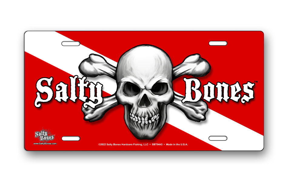 Salty Bones Skull & Crossed Bones Diving License Plate