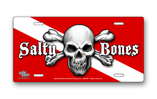 Salty Bones Skull & Crossed Bones Diving License Plate