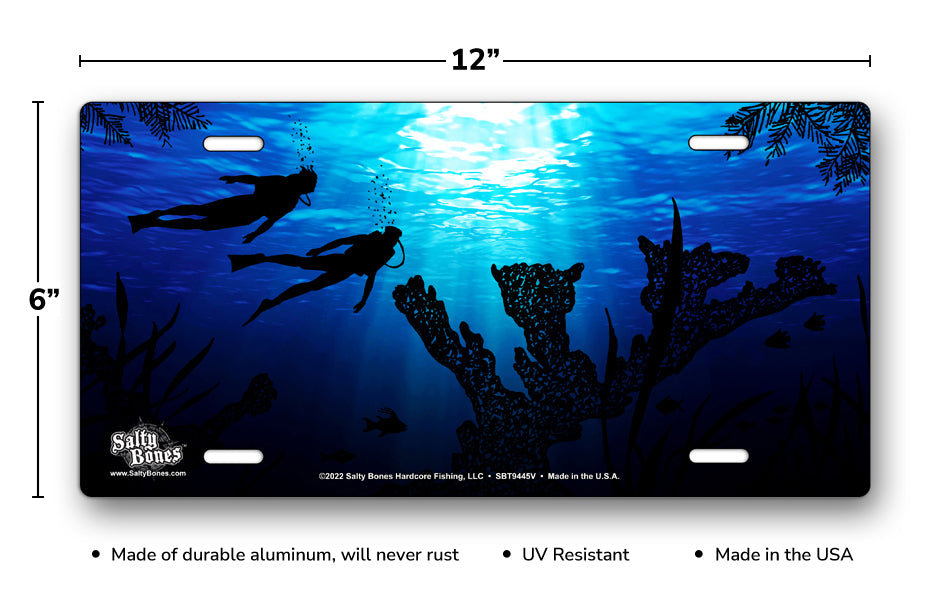 Salty Bones Coral Divers License Plate