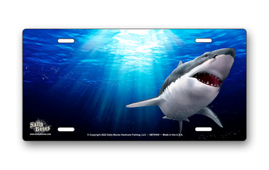Salty Bones Great White Offset License Plate