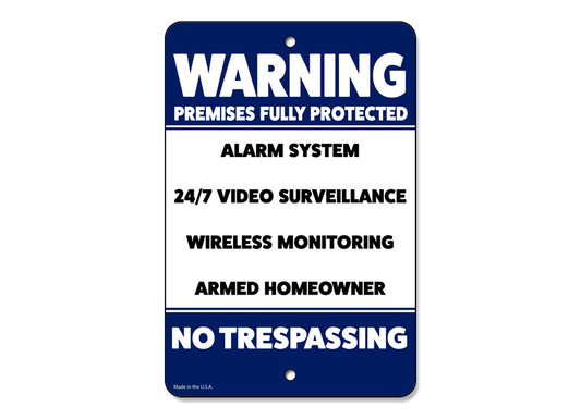 Warning Premises Fully Protected No Trespassing Sign