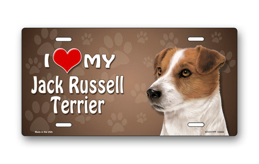 I love My Jack Russell Terrier on Paw Prints License Plate