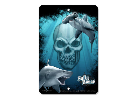 Salty Bones Skull and Sharks Sign