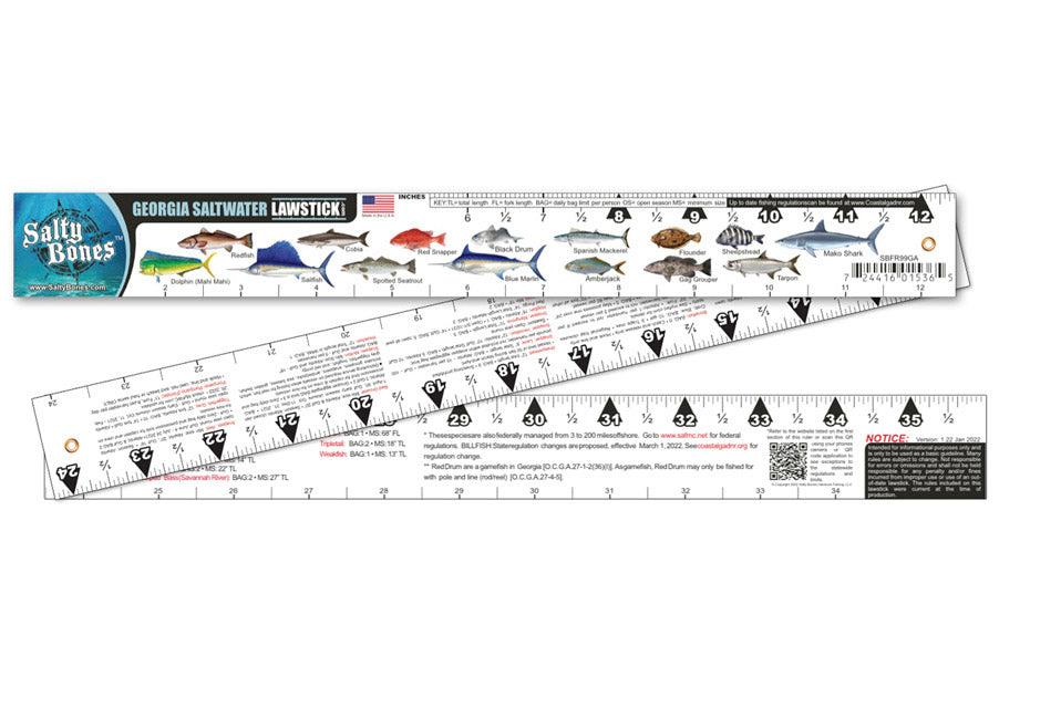 Spline Fish Ruler Salty Bones Georgia Saltwater Lawstick - 36