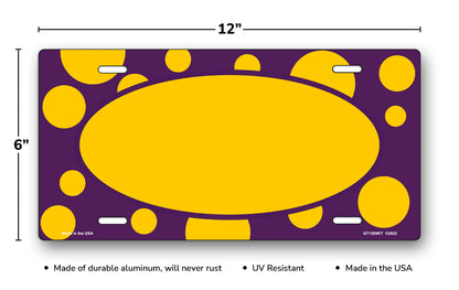 Yellow Polka Dots on Purple with Yellow Oval License Plate