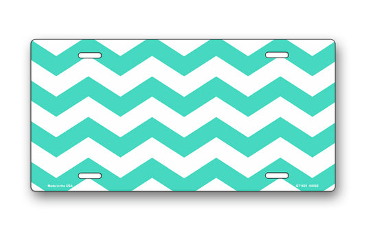 Teal Chevron License Plate