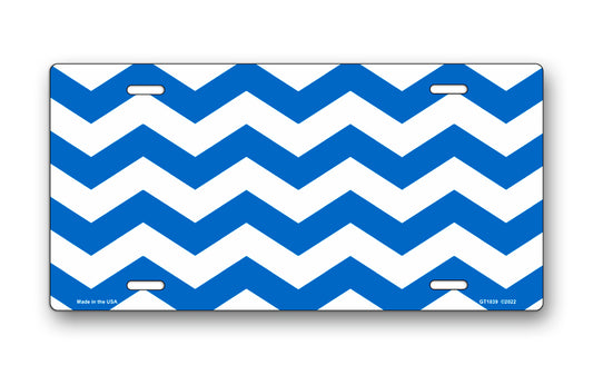 Blue Chevron License Plate