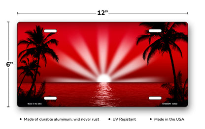 Red Palm Sunrise Scenic License Plate