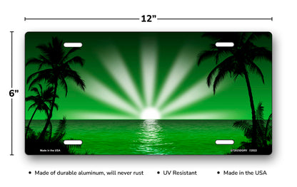 Green Palm Sunrise Scenic License Plate