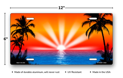 Orange and Red Palm Sunrise Scenic License Plate