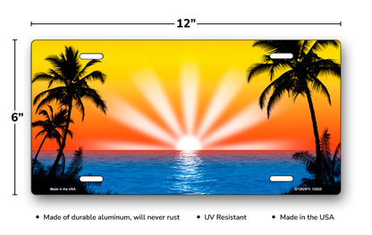 Full Color Palm Sunrise Scenic License Plate