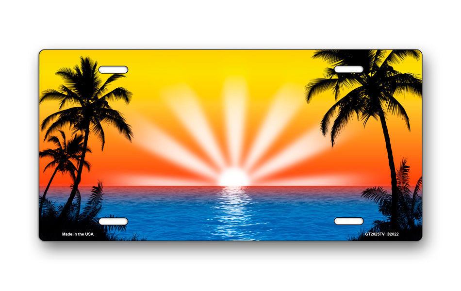 Full Color Palm Sunrise Scenic License Plate – Salty Bones
