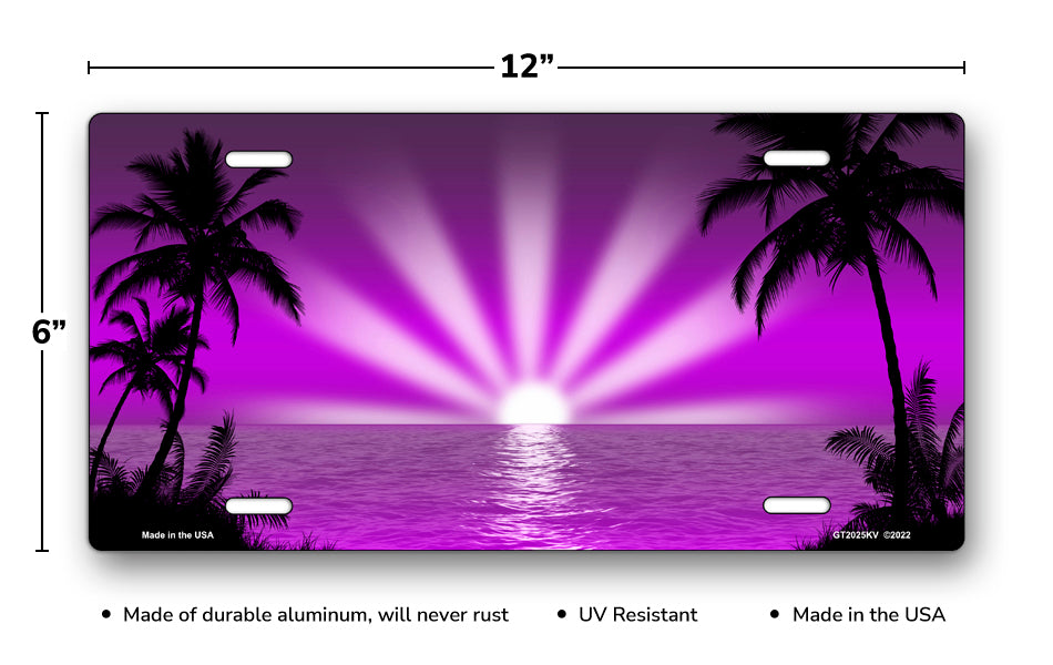 Purple Palm Sunrise Scenic License Plate