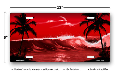 Red Wave Palms Scenic License Plate