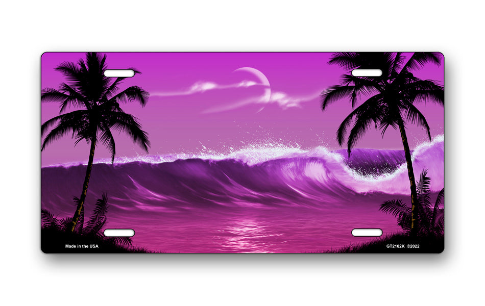 Purple Wave Palms Scenic License Plate