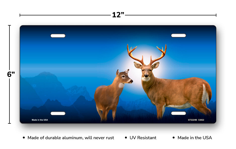 Deer on Blue License Plate