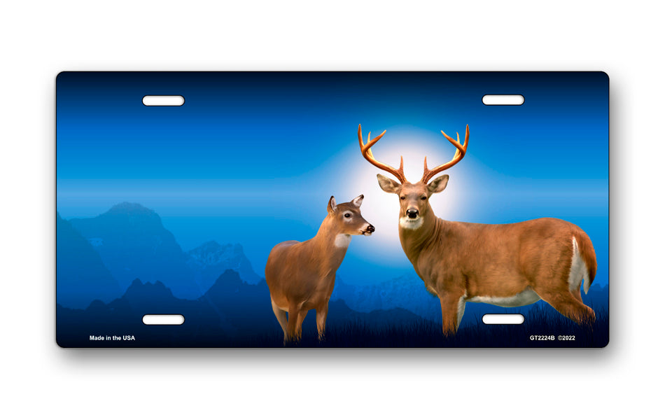 Deer on Blue License Plate