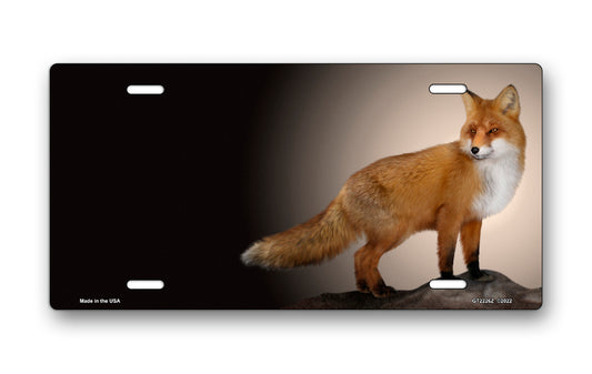 Fox on Black Offset License Plate