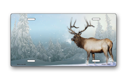 Winter Elk License Plate