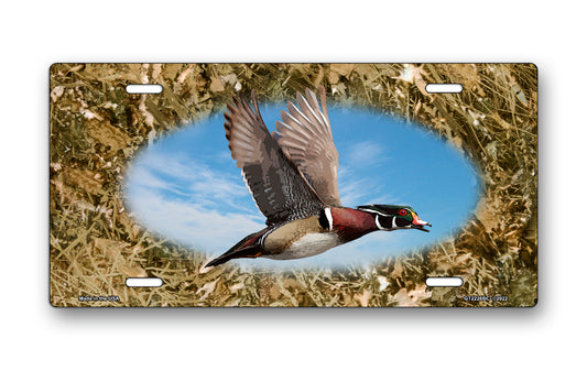 Wood Duck on Camo License Plate