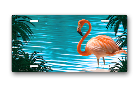 Beach Flamingo Scenic License Plate