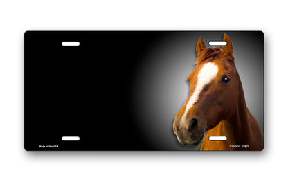 Quarter Horse on Black Offset License Plate