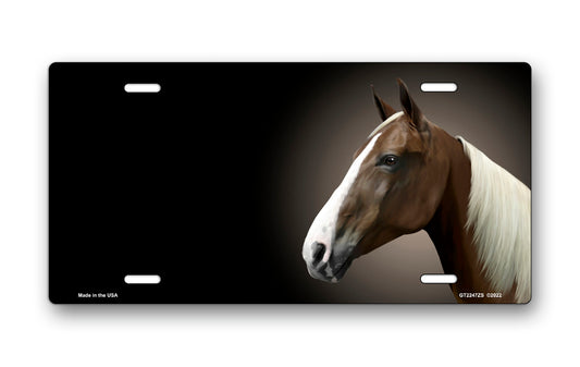 Sorrel Tennessee Walker Horse on Black Offset License Plate