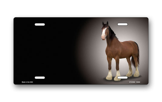 Clydesdale on Black Offset License Plate
